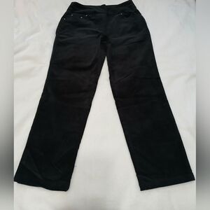 Women's corduroy black pants pull-on stretch waistband tapered leg NWOT